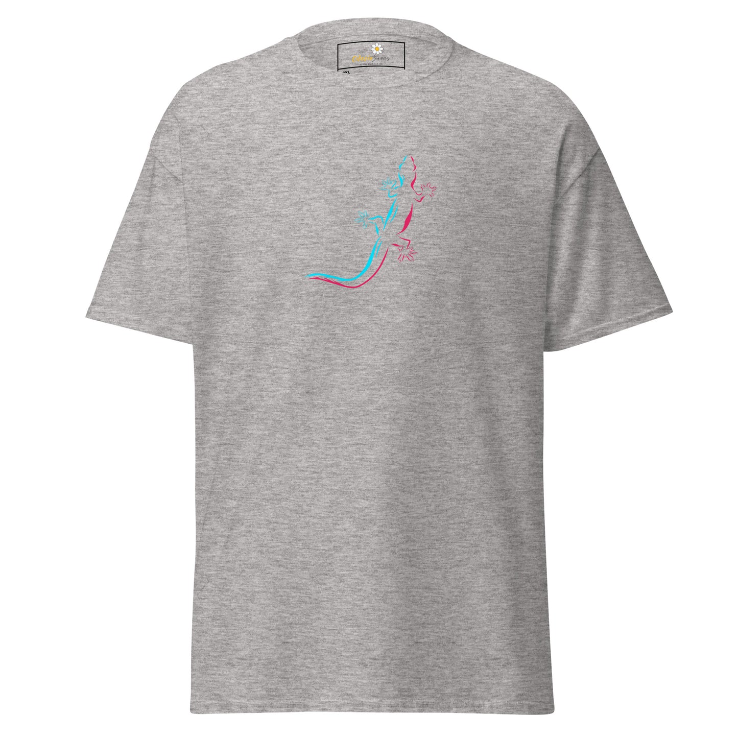 Heren klassiek t-shirt - WILDLIFE BLUE RED LIZARD - GROOT
