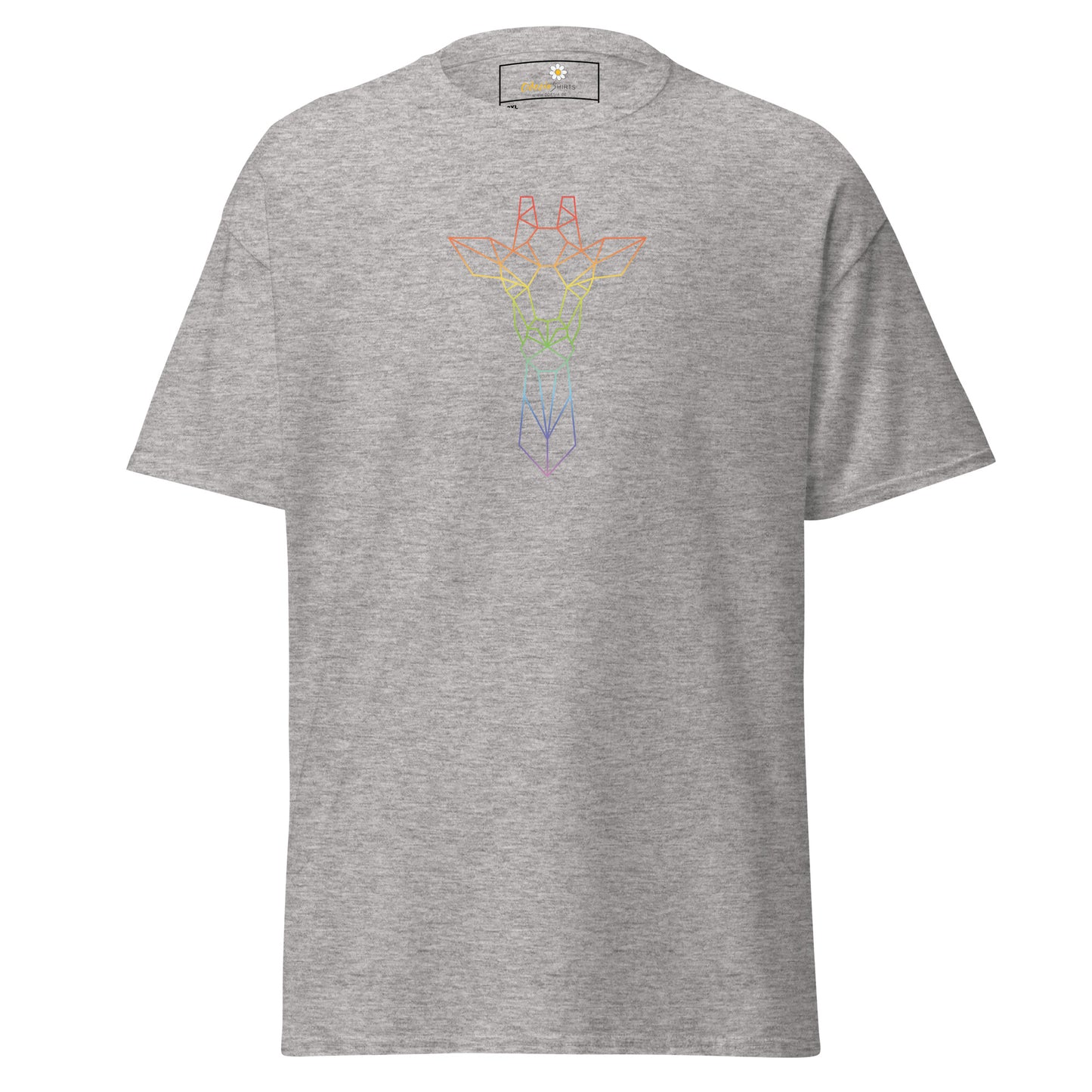 Klassiek heren t-shirt - WILDLIFE GIRAFFE LINE COLORS - GROOT
