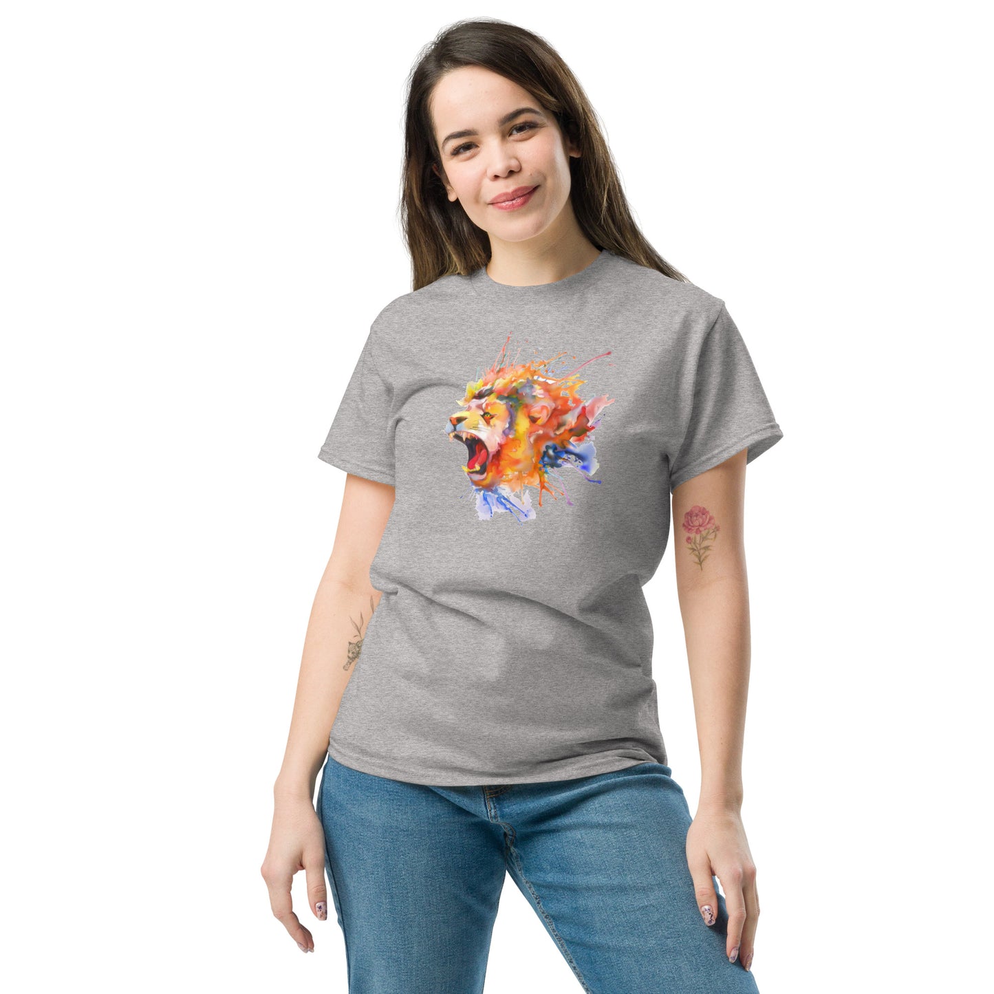 T-shirt classique pour homme - WILDLIFE LION WATERPAINTING - GRAND