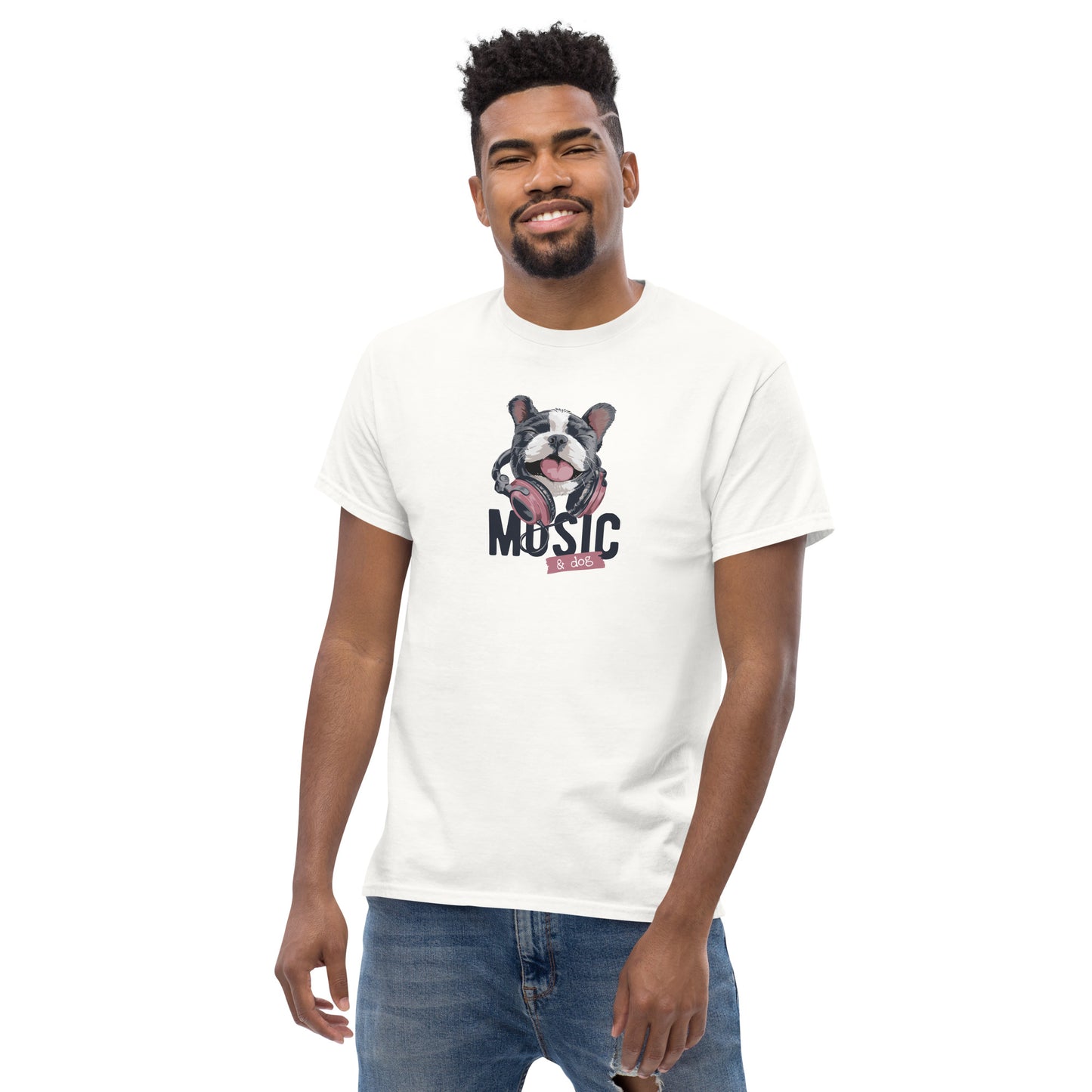 T-shirt classique unisexe - ANIMAUX CHIEN MUSIQUE - GRAND