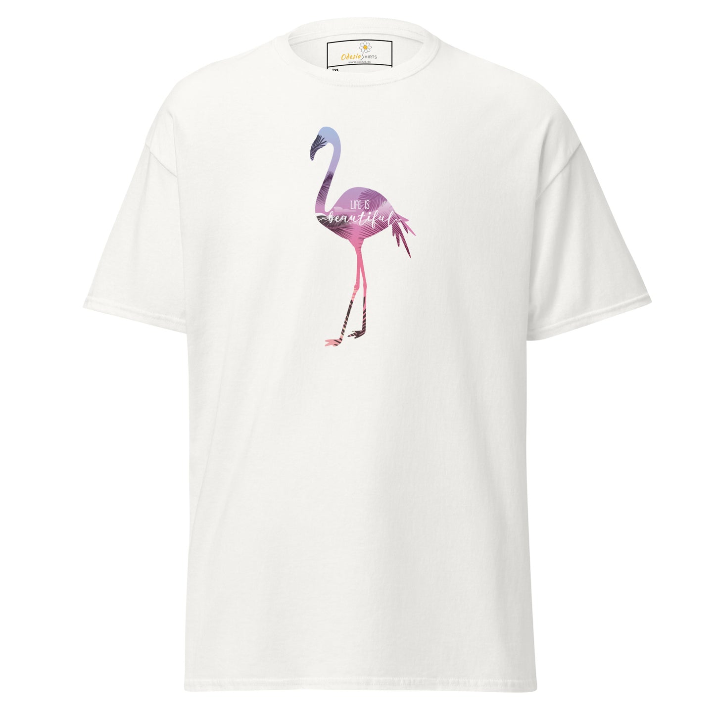 Heren klassiek t-shirt - WILDLIFE FLAMINGO - GROOT