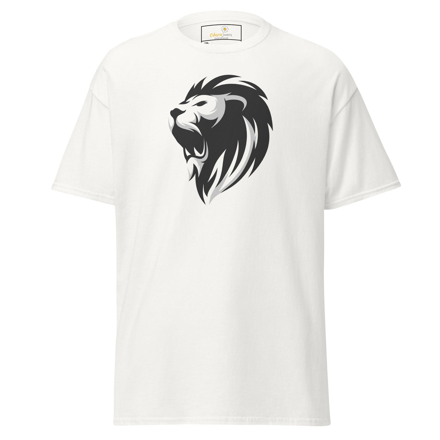 Heren klassiek t-shirt - WILDLIFE LION HEAD GREY - GROOT