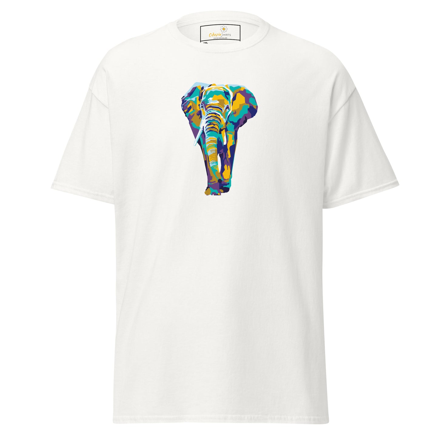 Heren klassiek t-shirt - WILDLIFE ELEPHANT KLEURRIJK - GROOT