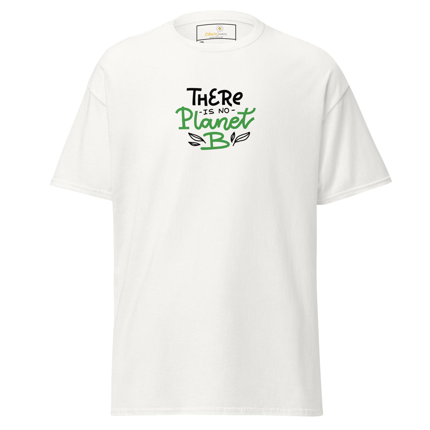 Heren klassiek t-shirt - VEGECOLO ER IS GEEN PLANEET B - GROOT