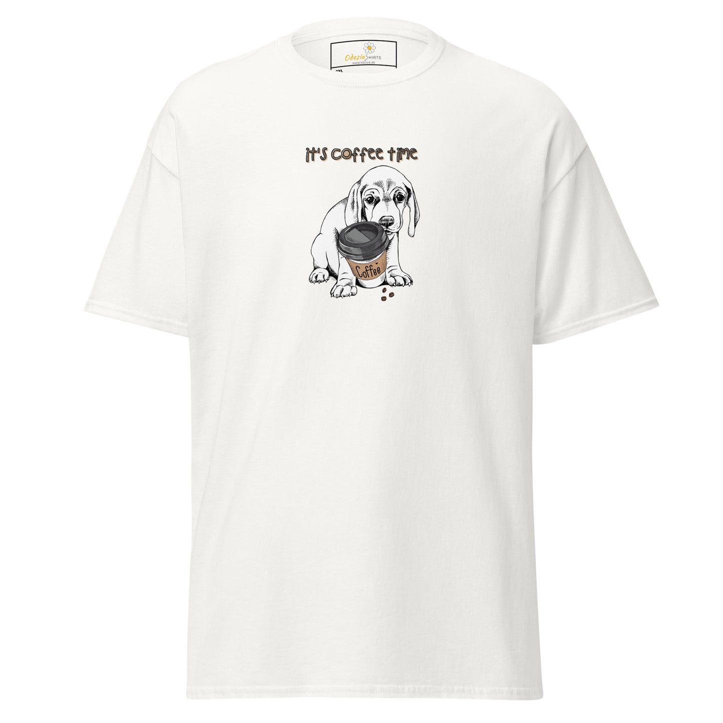 T-shirt classique unisexe - ANIMAUX CHIOT COFFEE TIME - GRAND
