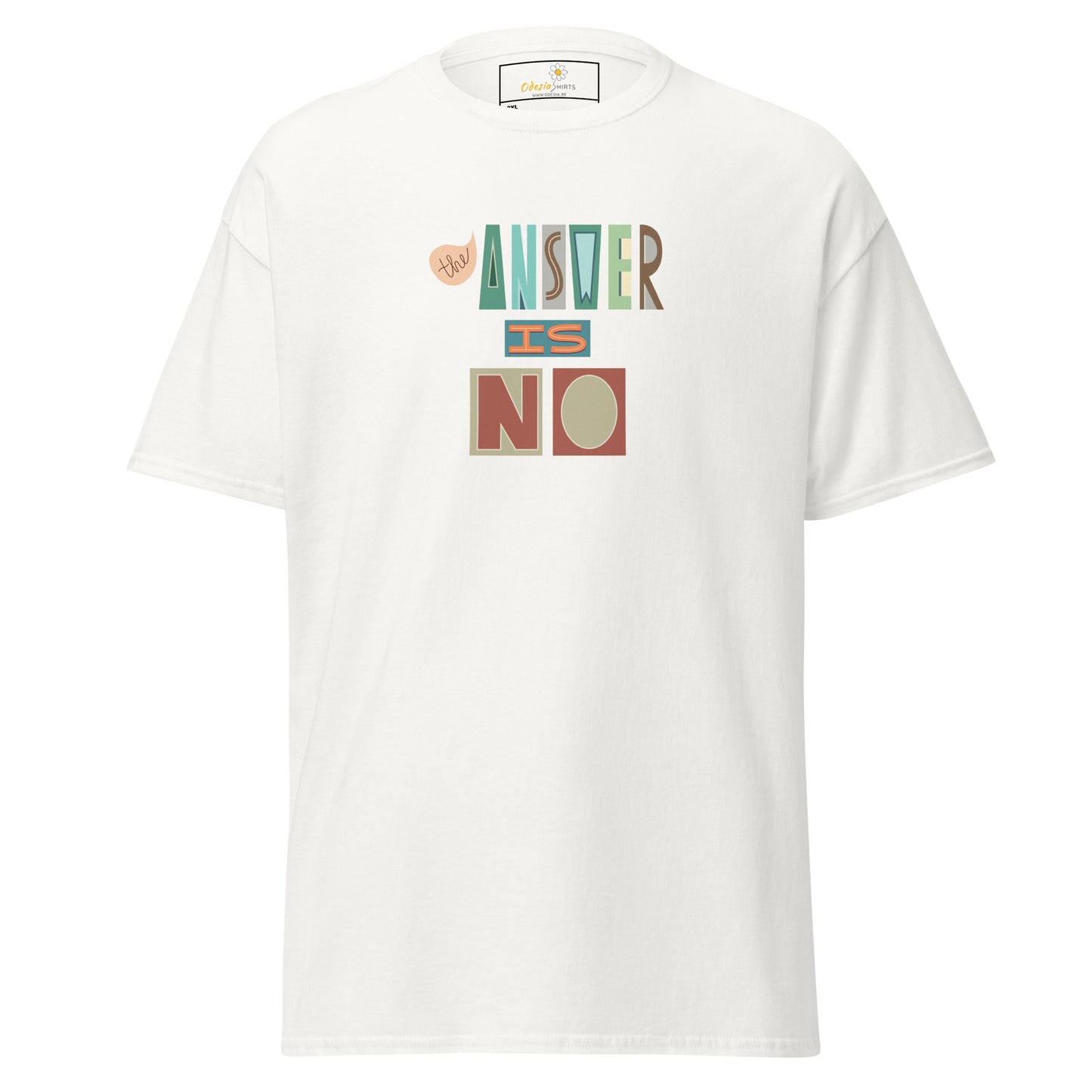 Heren klassiek t-shirt - TEKST HET ANTWOORD IS NEE - GROOT