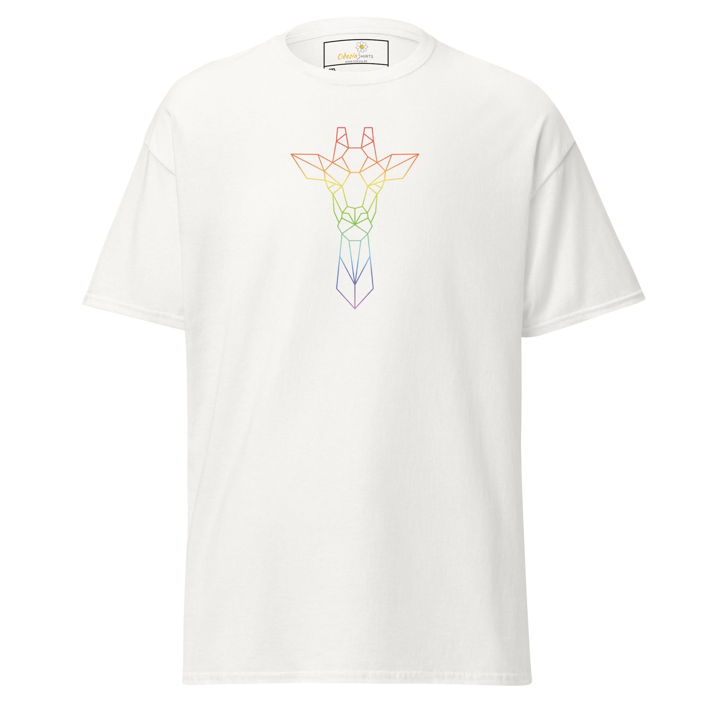 Klassiek heren t-shirt - WILDLIFE GIRAFFE LINE COLORS - GROOT