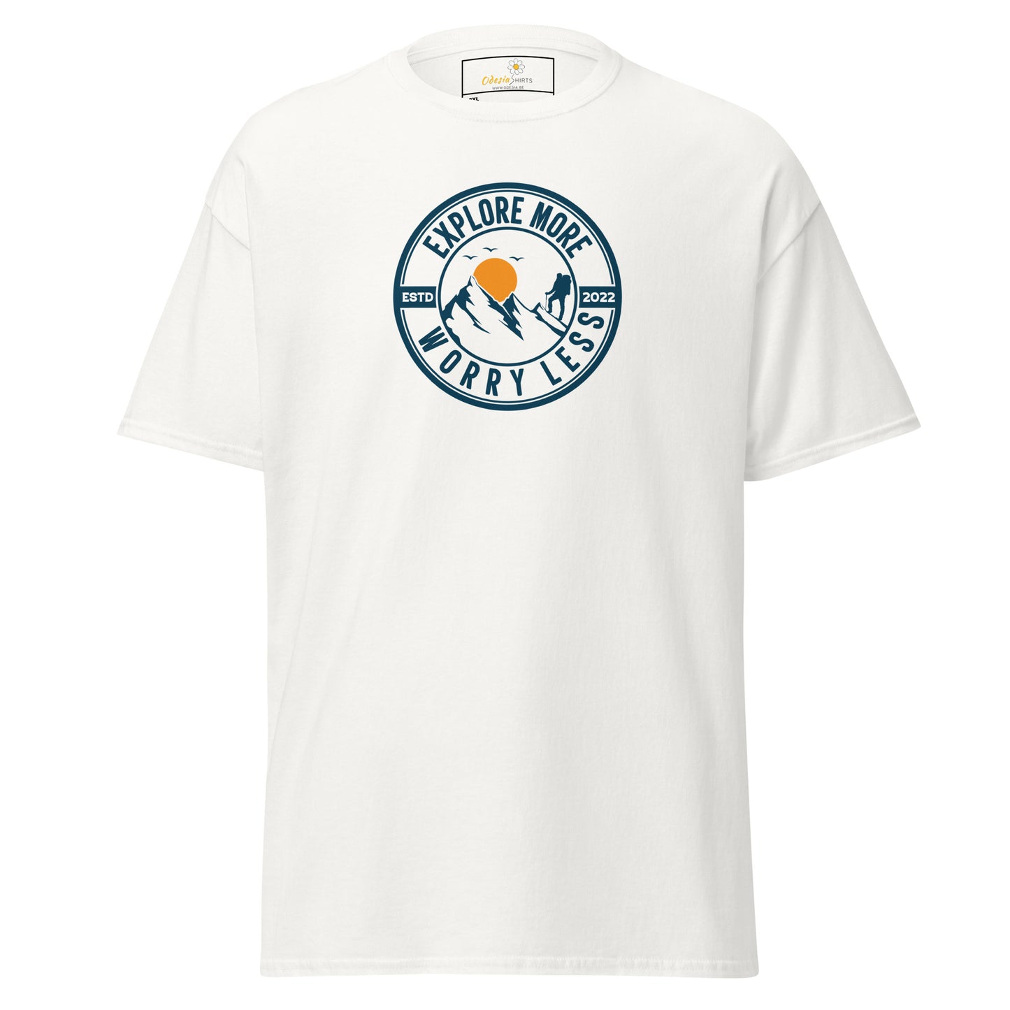 Unisex classic t-shirt - ADVENTURE EXPLORE MORE WORRY LESS - BIG