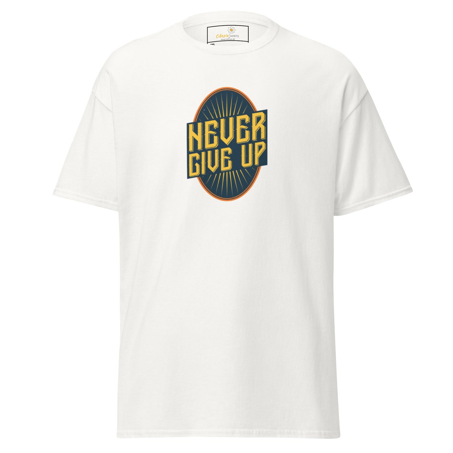 T-shirt classique pour homme - Texte NEVER GIVE UP - GRAND