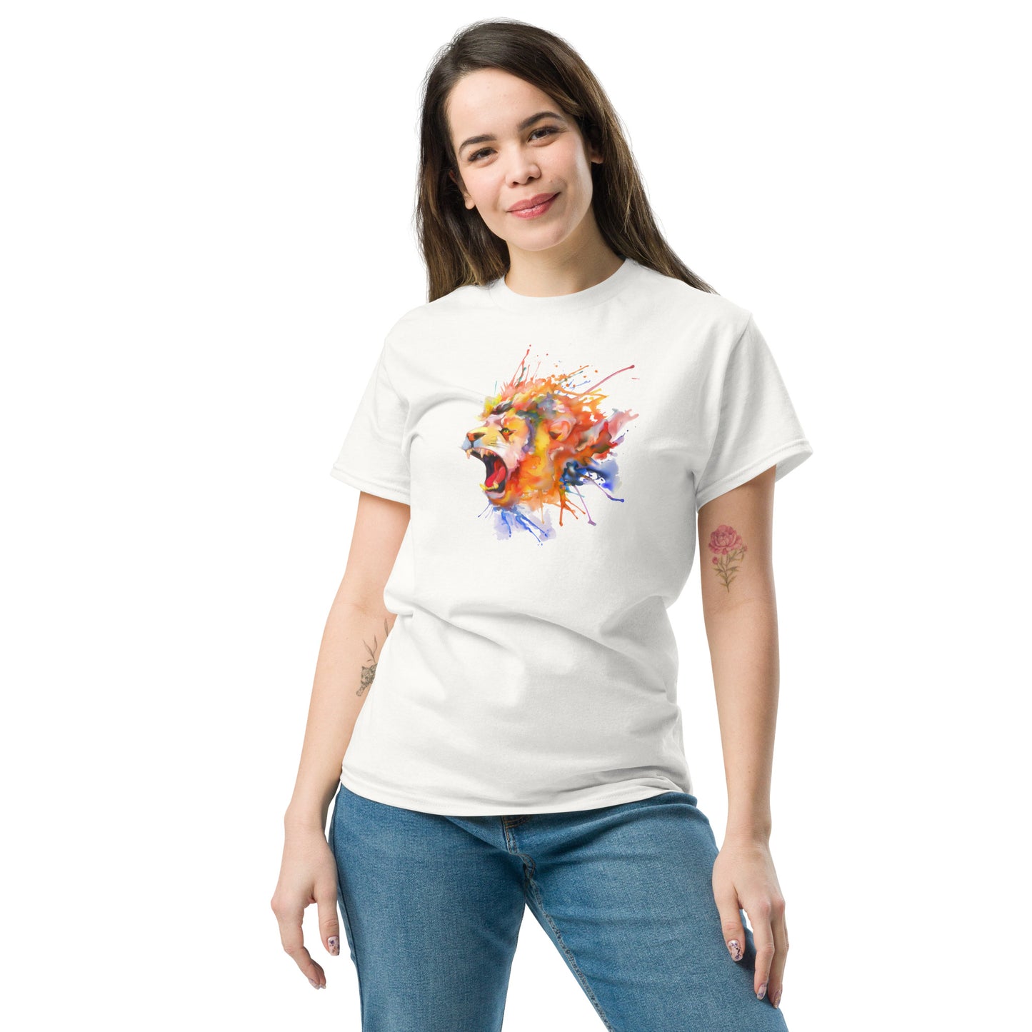 T-shirt classique pour homme - WILDLIFE LION WATERPAINTING - GRAND