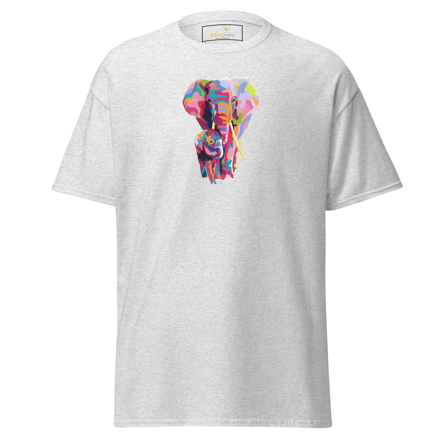 Unisex classic tee - WILD LIFE COLORFUL ELEPHANTS - REGULAR - Ash / S