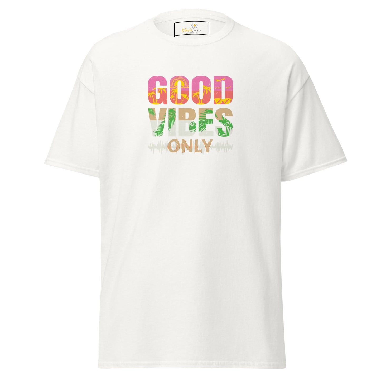 Unisex classic t-shirt - TEXT POSITIVE GOOD VIBES ONLY - REGULAR - White / S