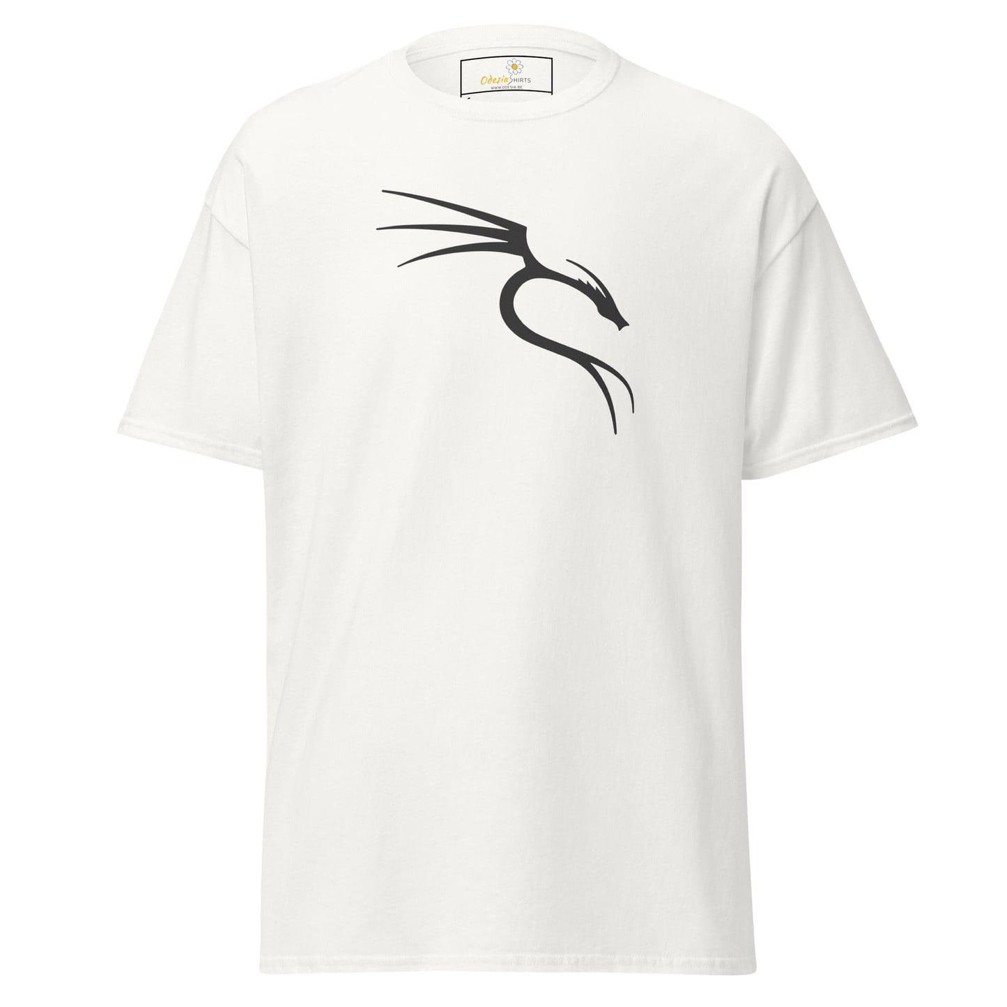 White T-shirt with black dragon design from T-SHIRT DESIGN TEE for Men and Women