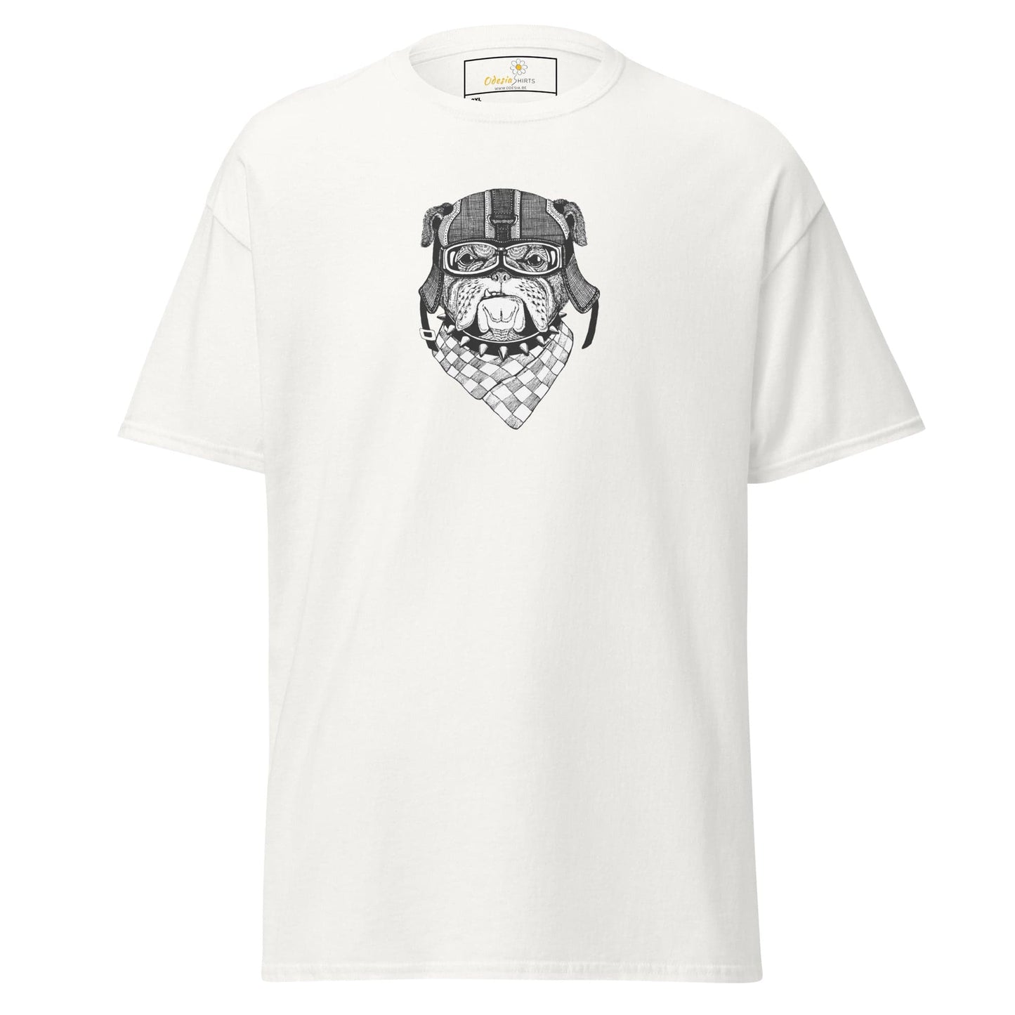 White T-shirt with bulldog graphic from T-SHIRT DESIGN TEE for Men and Women in sizes 2XL to 5XL