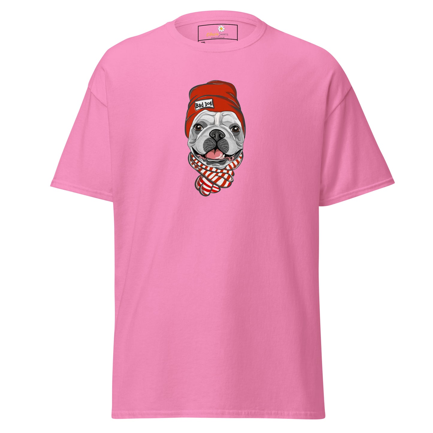 T-shirt classique unisexe - ANIMAUX AMUSANTS TÊTE DE CHIEN CHAPEAU ROUGE - GRAND