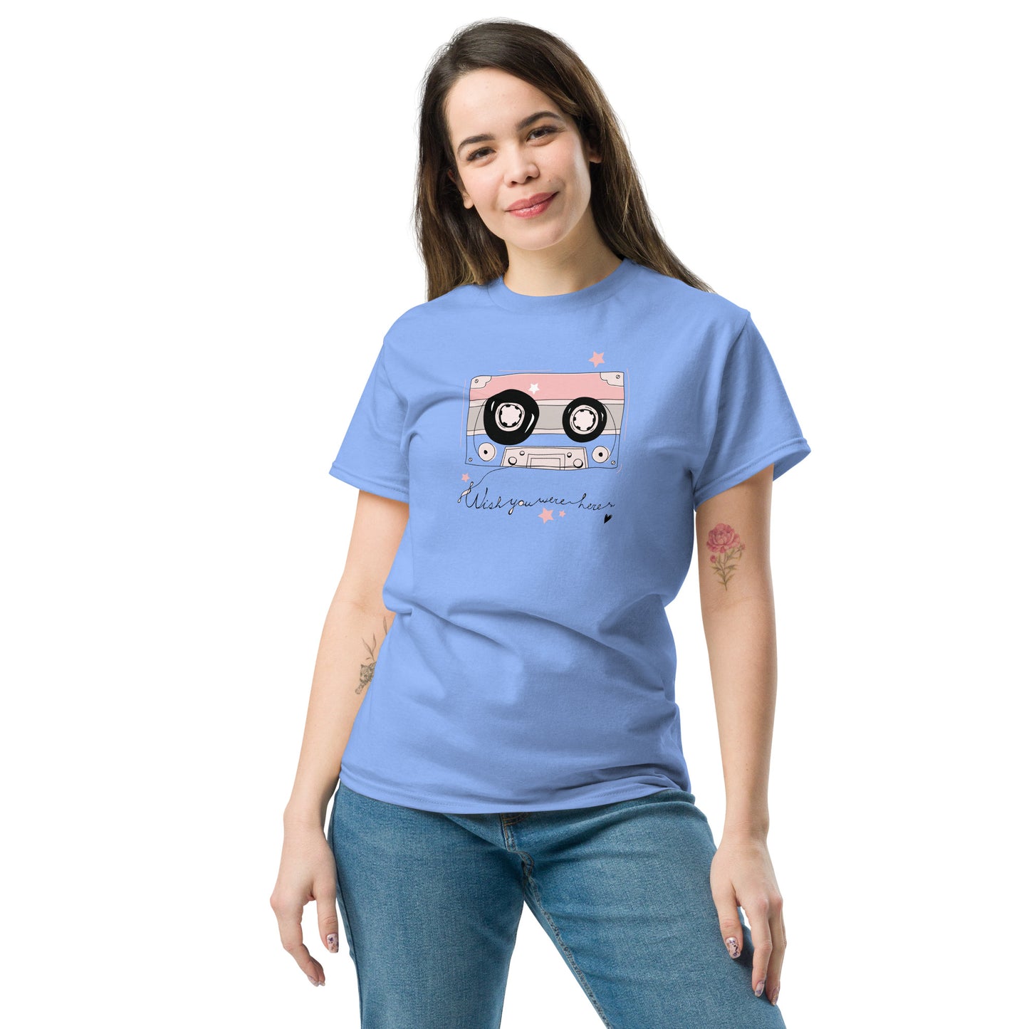 Unisex klassiek t-shirt - MUZIEKTAPE WISH YOU WERE HERE - GROOT