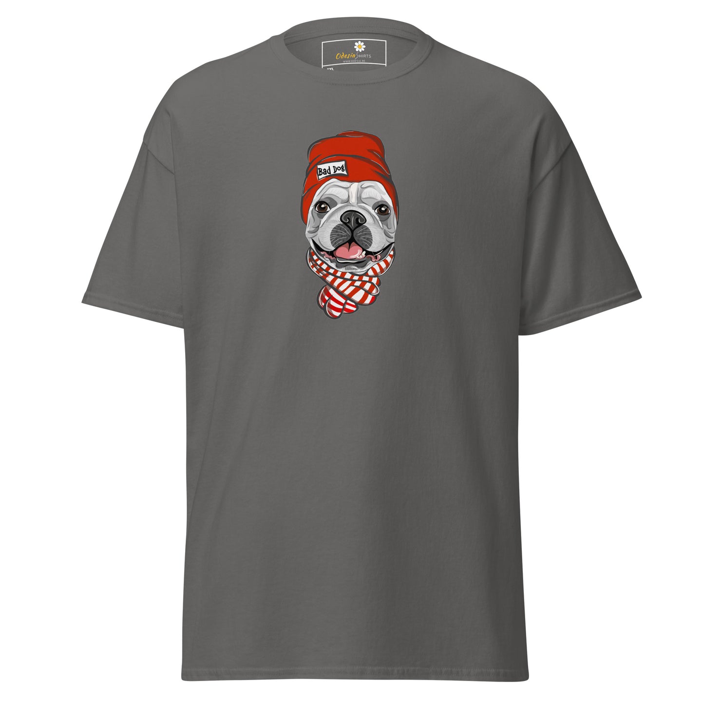 T-shirt classique unisexe - ANIMAUX AMUSANTS TÊTE DE CHIEN CHAPEAU ROUGE - GRAND