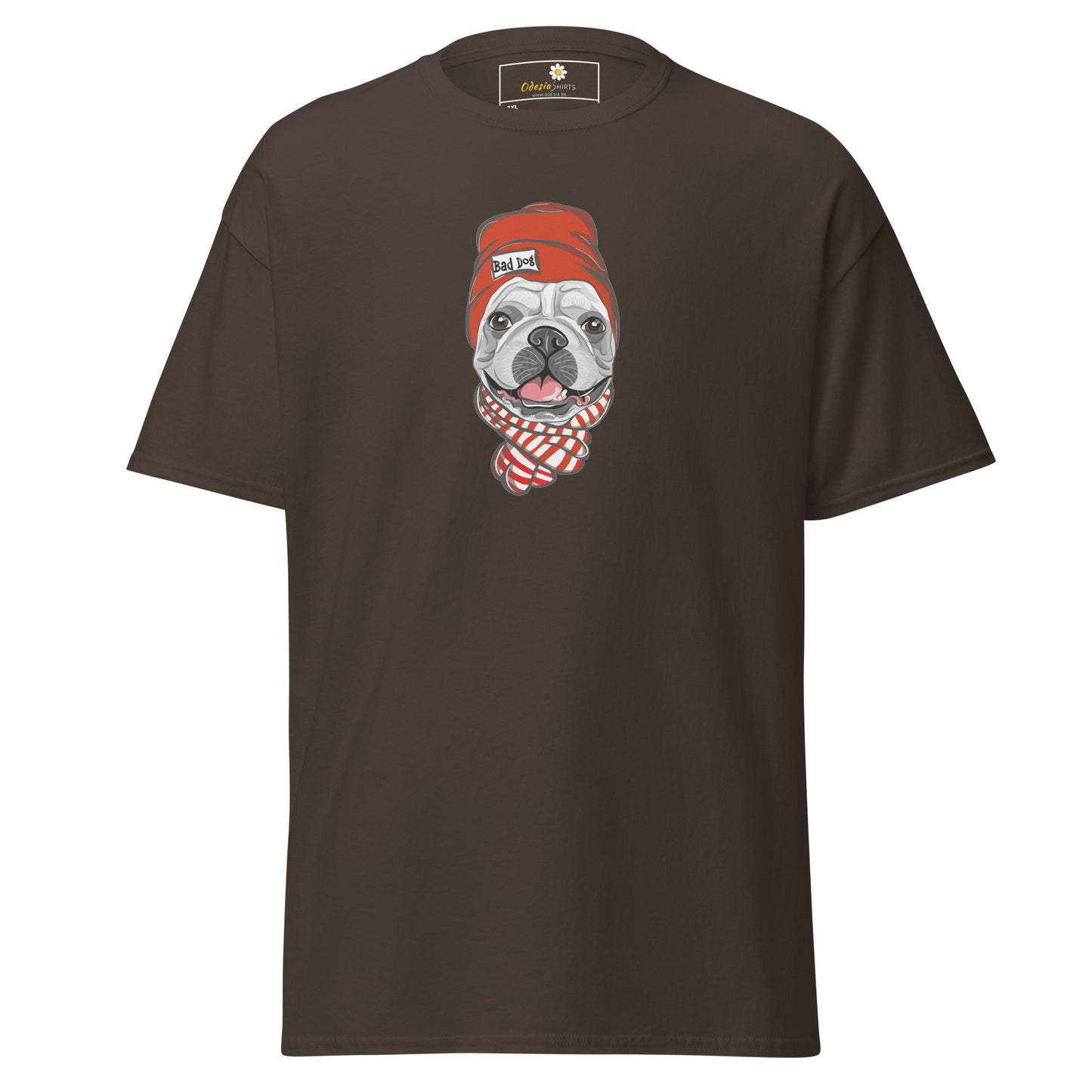 T-shirt classique unisexe - ANIMAUX AMUSANTS TÊTE DE CHIEN CHAPEAU ROUGE - GRAND
