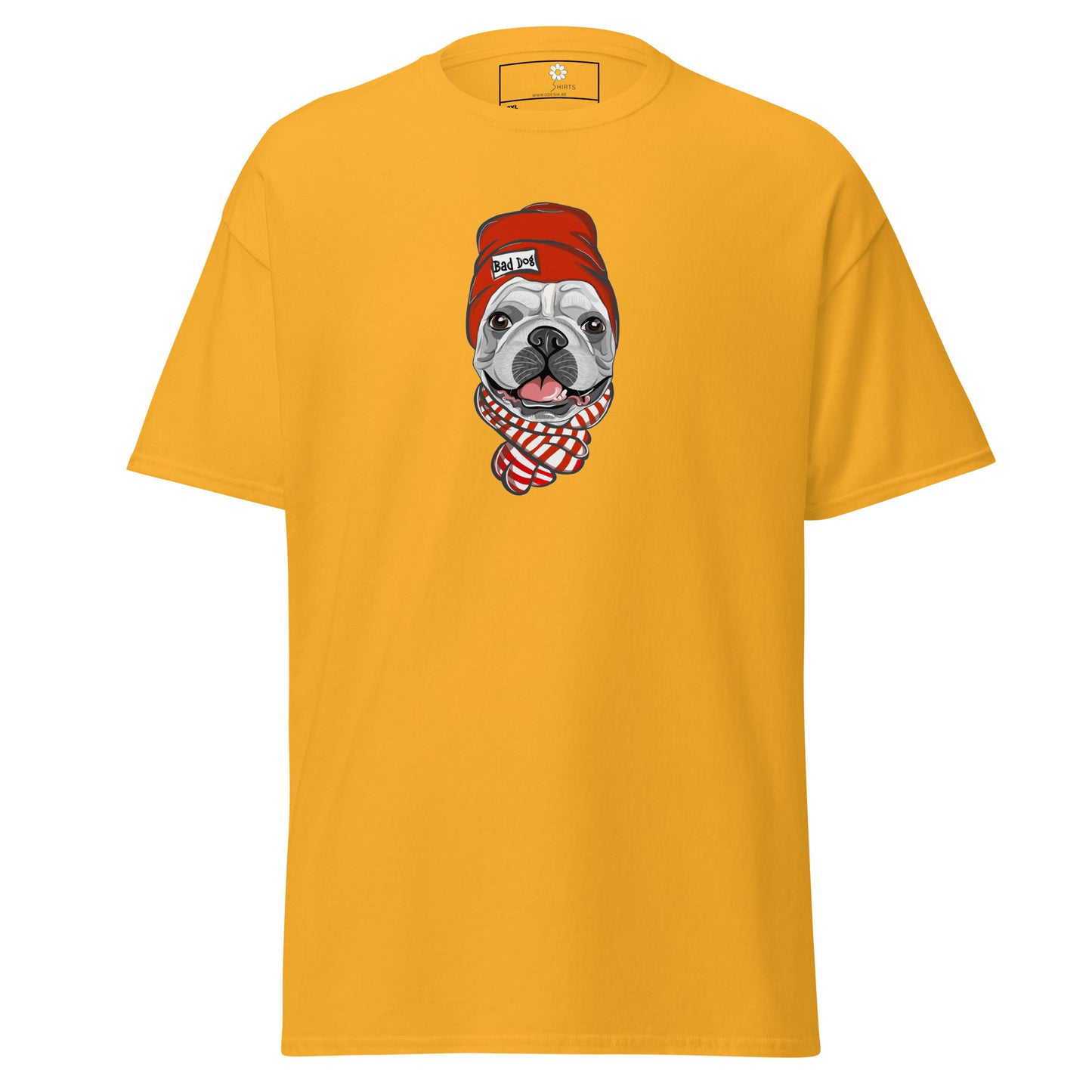 T-shirt classique unisexe - ANIMAUX AMUSANTS TÊTE DE CHIEN CHAPEAU ROUGE - GRAND