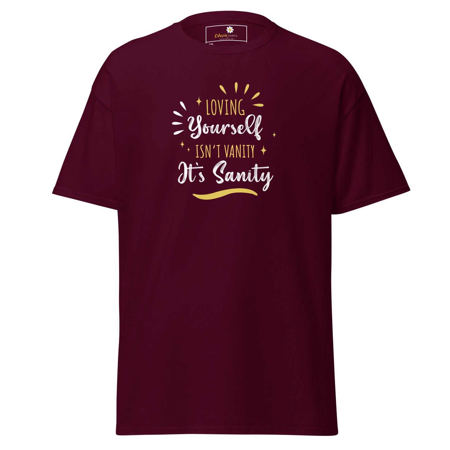 T-shirt classique pour homme - Texte : LOVING YOURSELF SANITY - GRAND