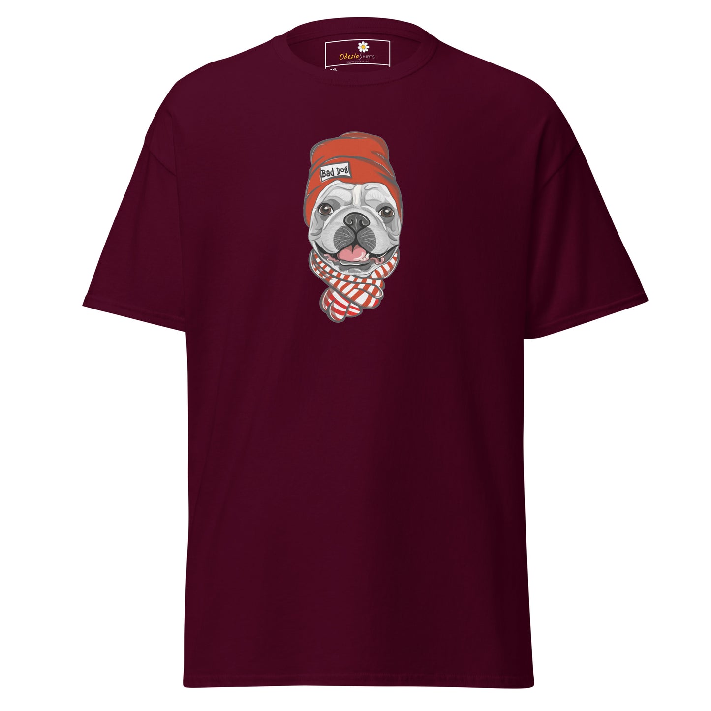 T-shirt classique unisexe - ANIMAUX AMUSANTS TÊTE DE CHIEN CHAPEAU ROUGE - GRAND