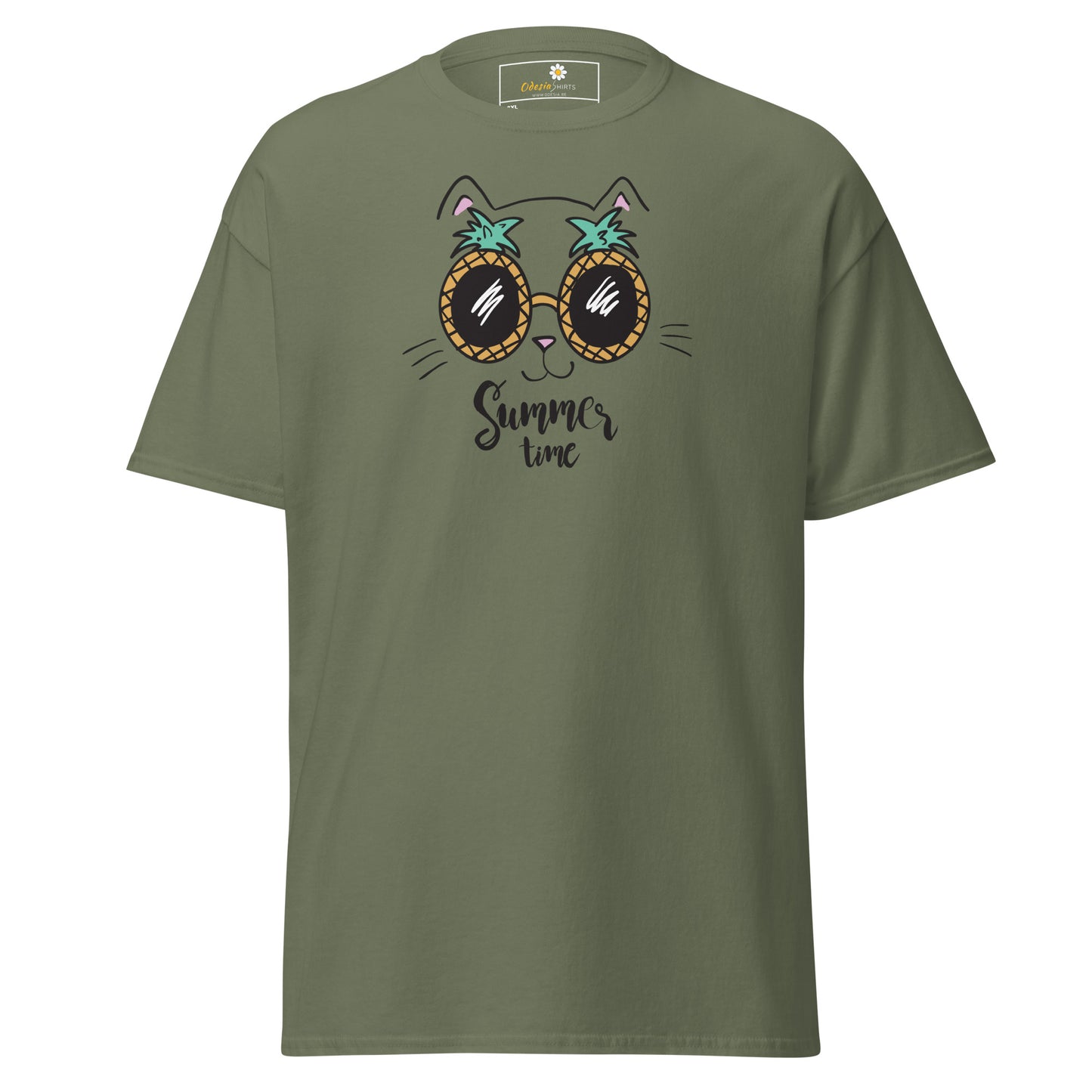 T-shirt classique unisexe - ANIMAUX ANANAS CHAT - GRAND