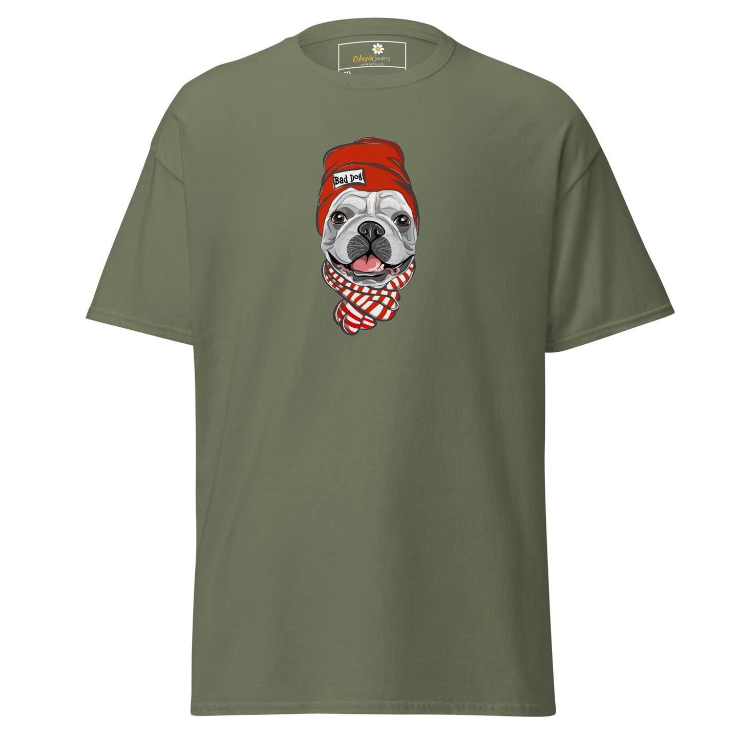 T-shirt classique unisexe - ANIMAUX AMUSANTS TÊTE DE CHIEN CHAPEAU ROUGE - GRAND