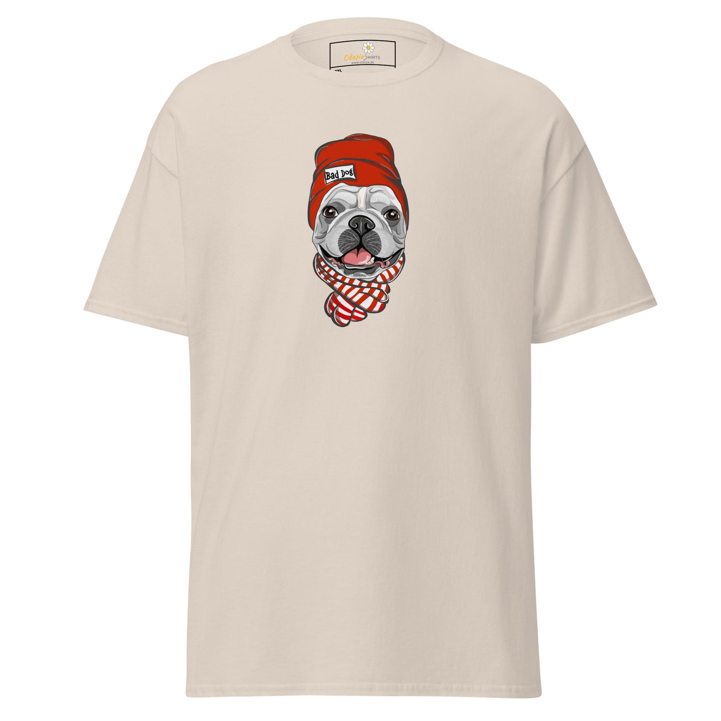T-shirt classique unisexe - ANIMAUX AMUSANTS TÊTE DE CHIEN CHAPEAU ROUGE - GRAND