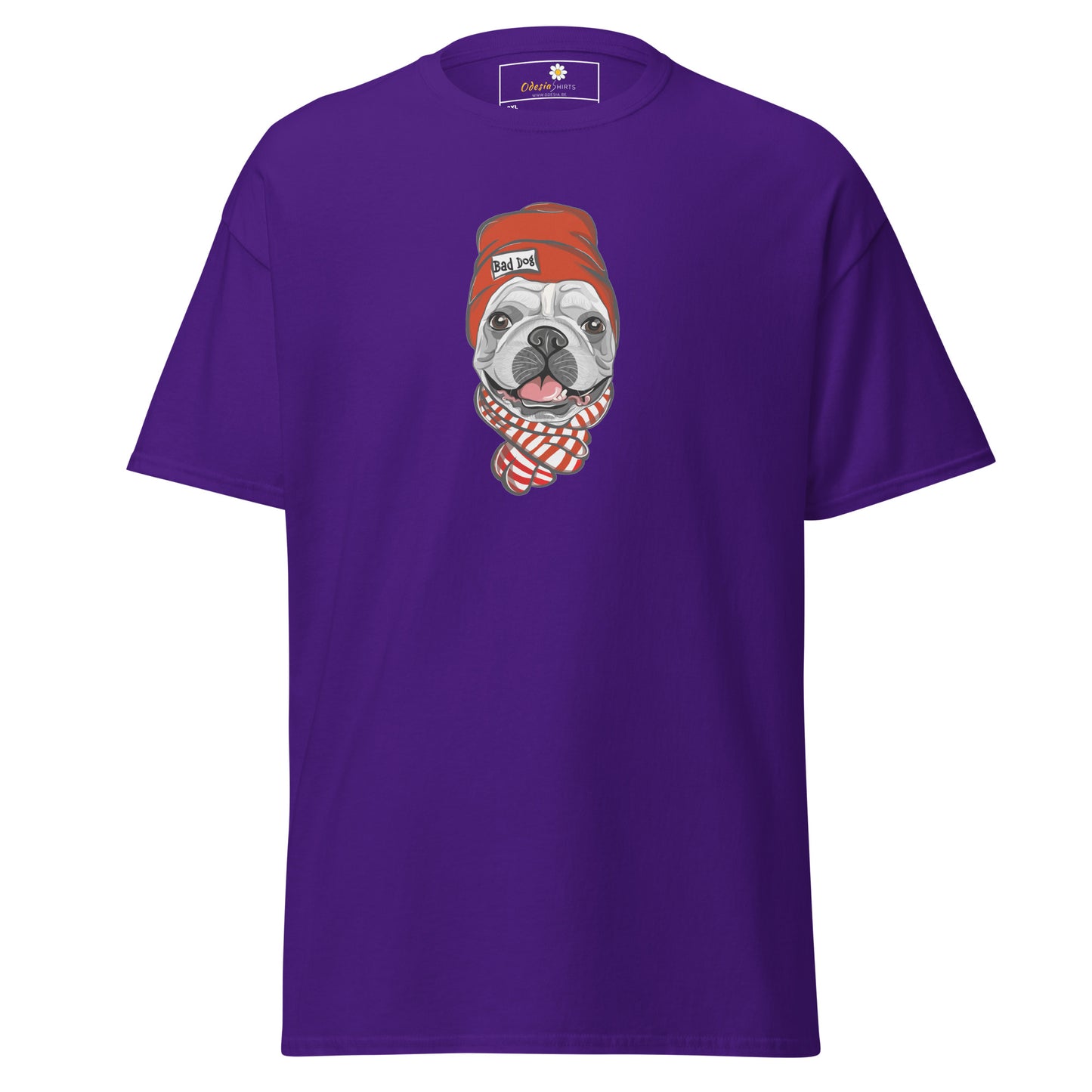 T-shirt classique unisexe - ANIMAUX AMUSANTS TÊTE DE CHIEN CHAPEAU ROUGE - GRAND