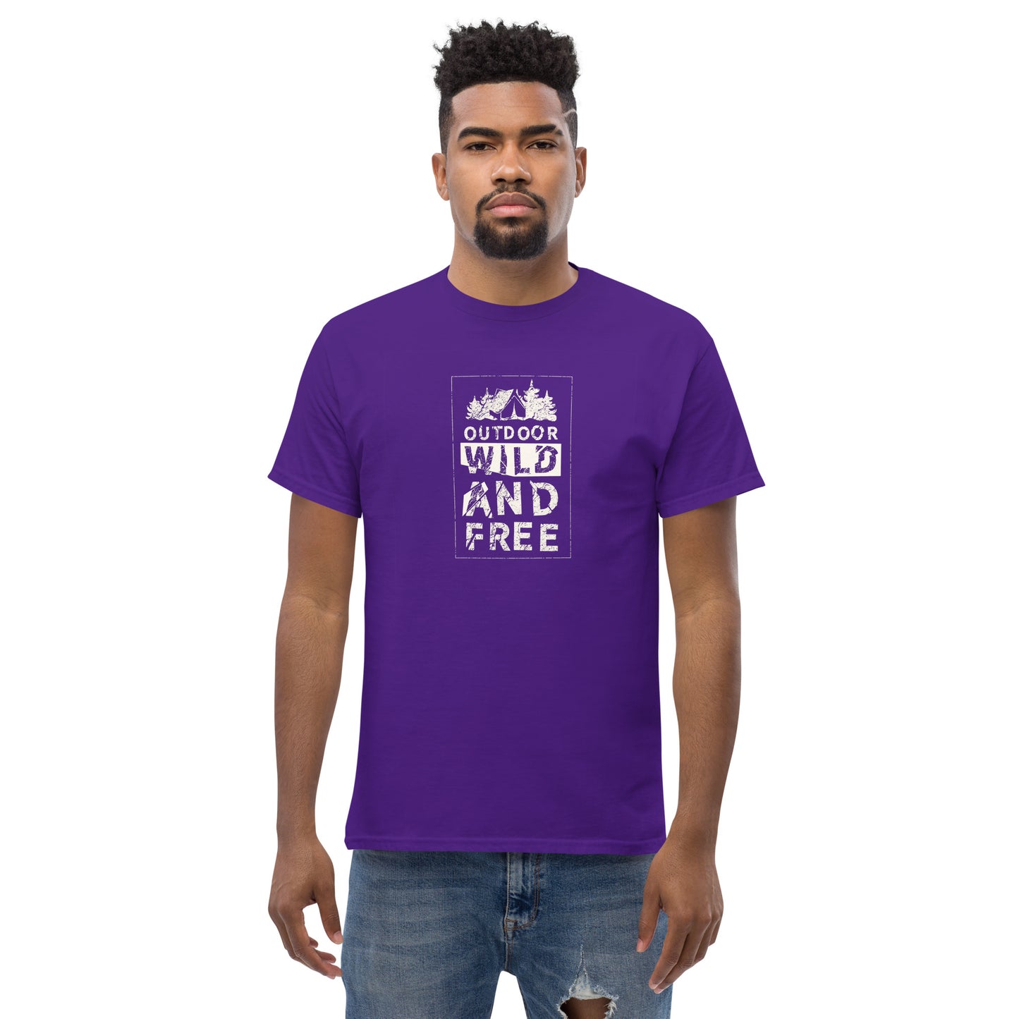 Unisex classic t-shirt - ADVENTURE OUTDOOR WILD AND FREE - BIG