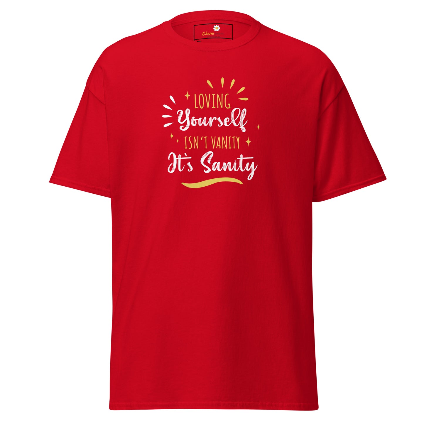 T-shirt classique pour homme - Texte : LOVING YOURSELF SANITY - GRAND
