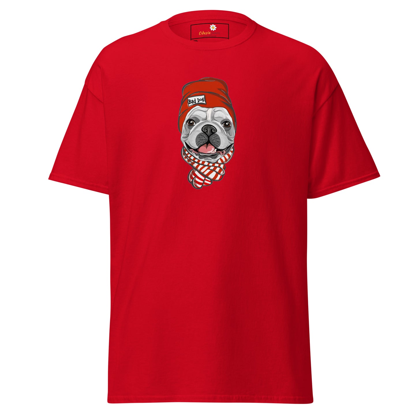 T-shirt classique unisexe - ANIMAUX AMUSANTS TÊTE DE CHIEN CHAPEAU ROUGE - GRAND