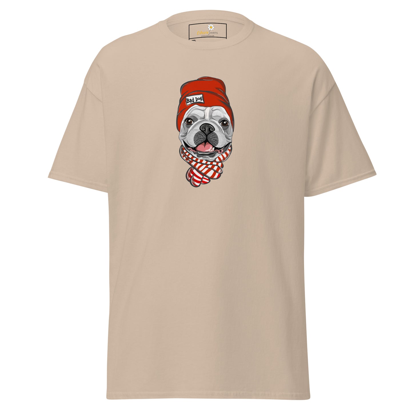 T-shirt classique unisexe - ANIMAUX AMUSANTS TÊTE DE CHIEN CHAPEAU ROUGE - GRAND