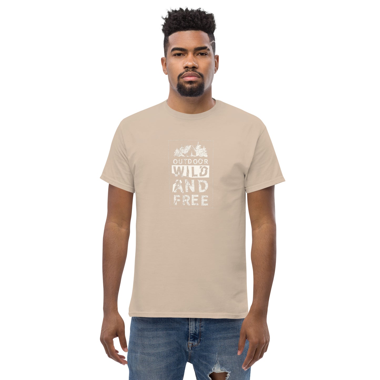Unisex classic t-shirt - ADVENTURE OUTDOOR WILD AND FREE - BIG