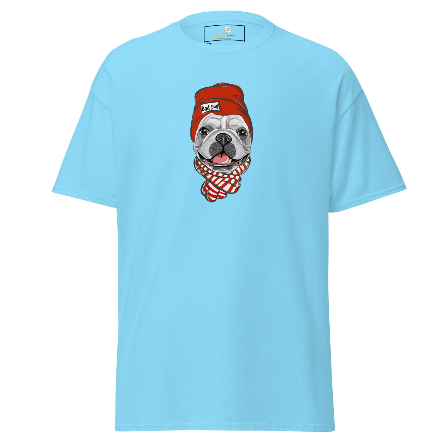 T-shirt classique unisexe - ANIMAUX AMUSANTS TÊTE DE CHIEN CHAPEAU ROUGE - GRAND