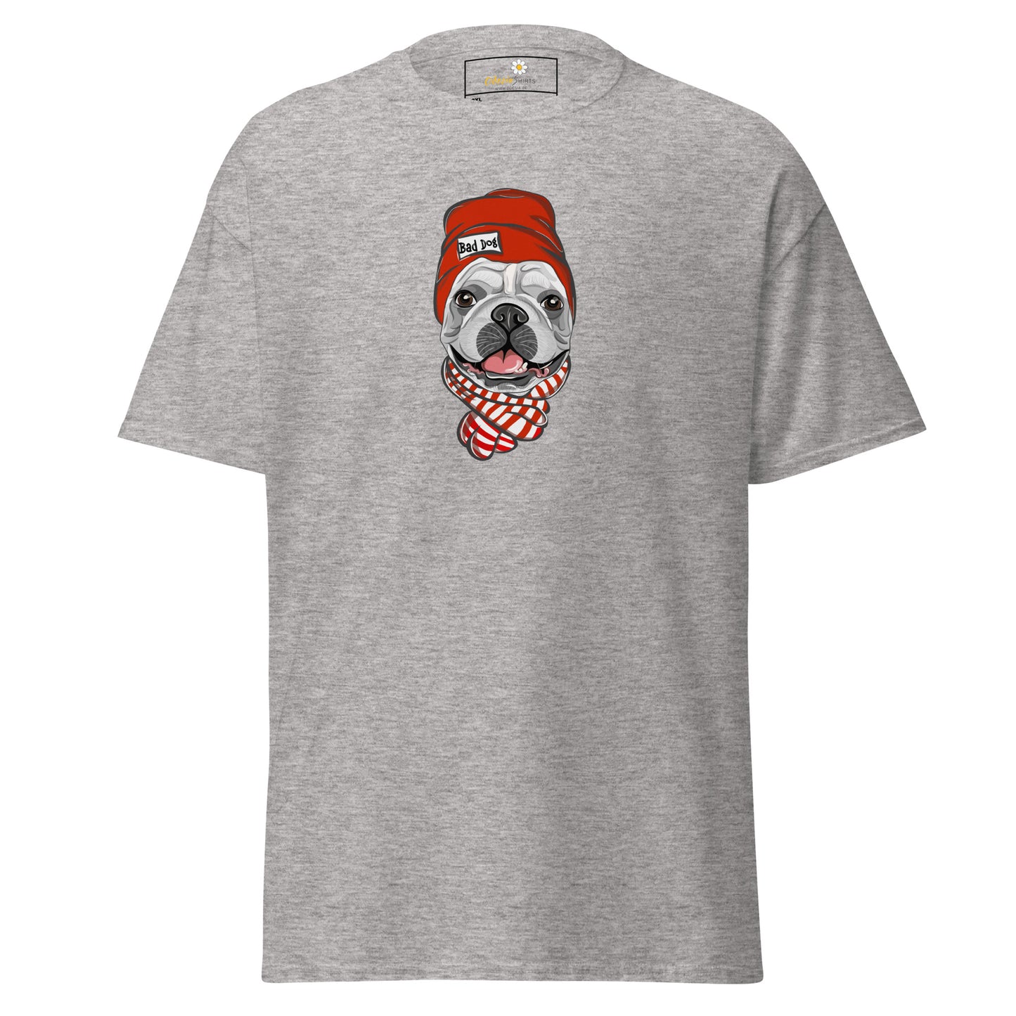 T-shirt classique unisexe - ANIMAUX AMUSANTS TÊTE DE CHIEN CHAPEAU ROUGE - GRAND