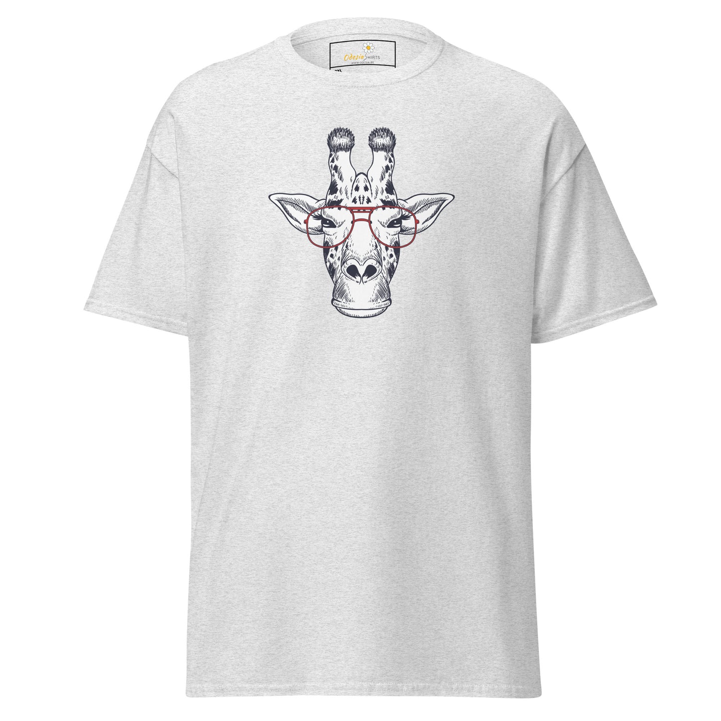 Heren klassiek t-shirt - WILDLIFE FUN GIRAFFE MET BRIL - GROOT