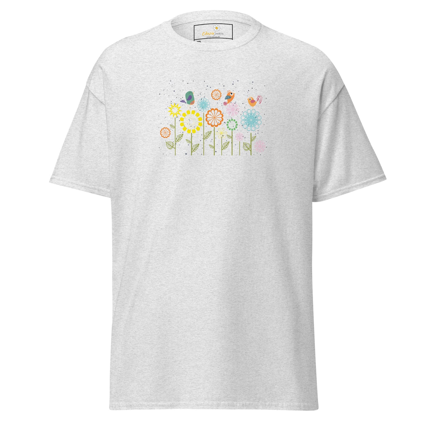 Klassieke t-shirts voor heren - DIEREN VOGELS OP BLOEMEN - GROOT