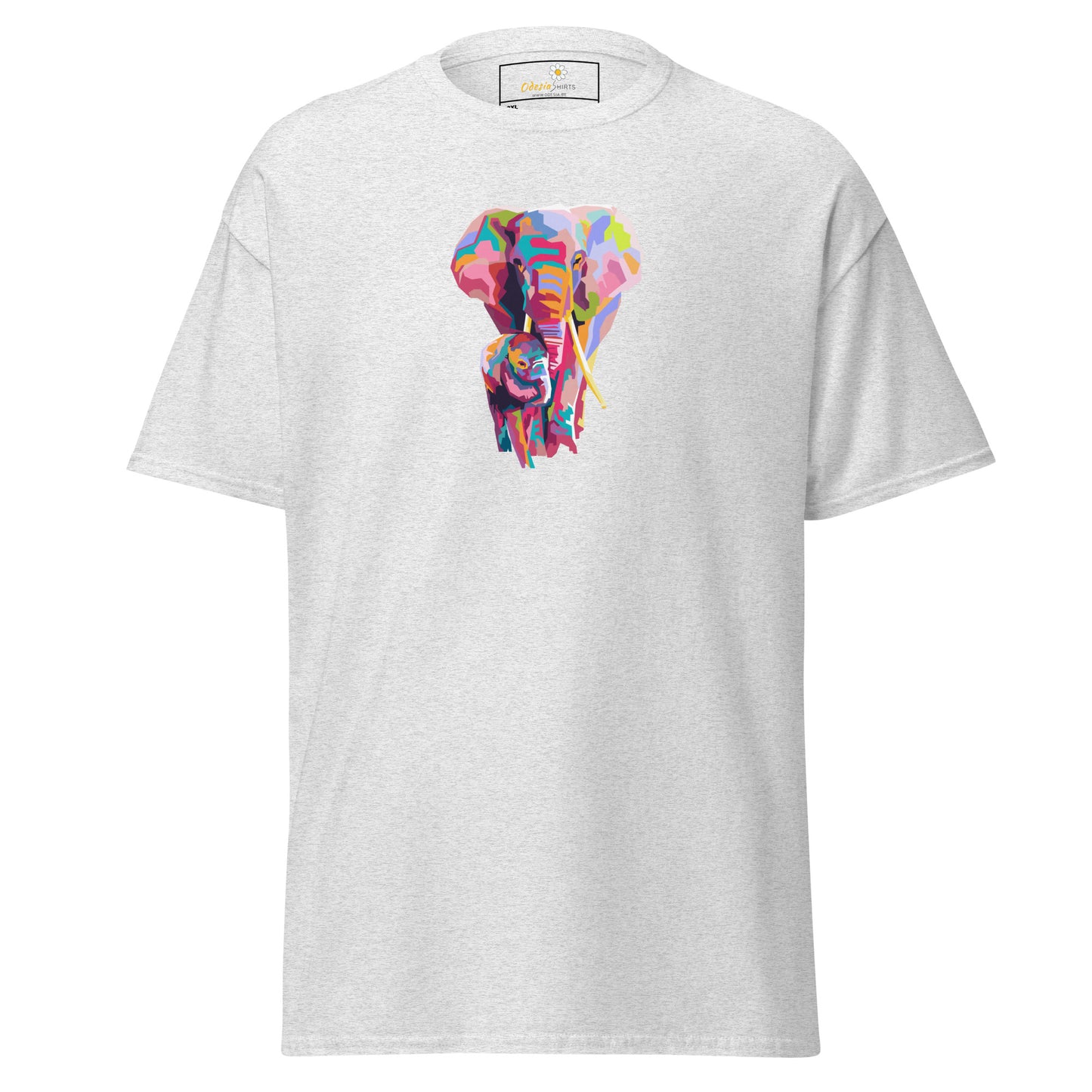 Klassiek heren t-shirt - WILDLIFE KLEURRIJKE OLIFANTEN - GROOT