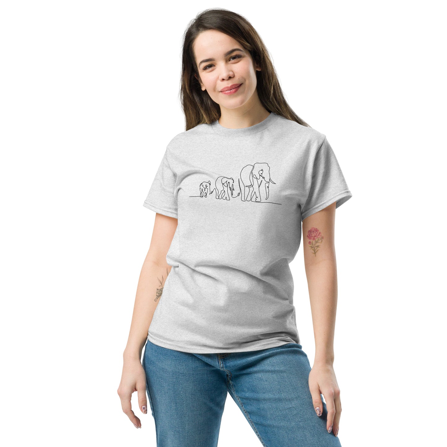 T-shirt classique pour homme - ÉLÉPHANTS SAUVAGES EN LIGNE - GRAND