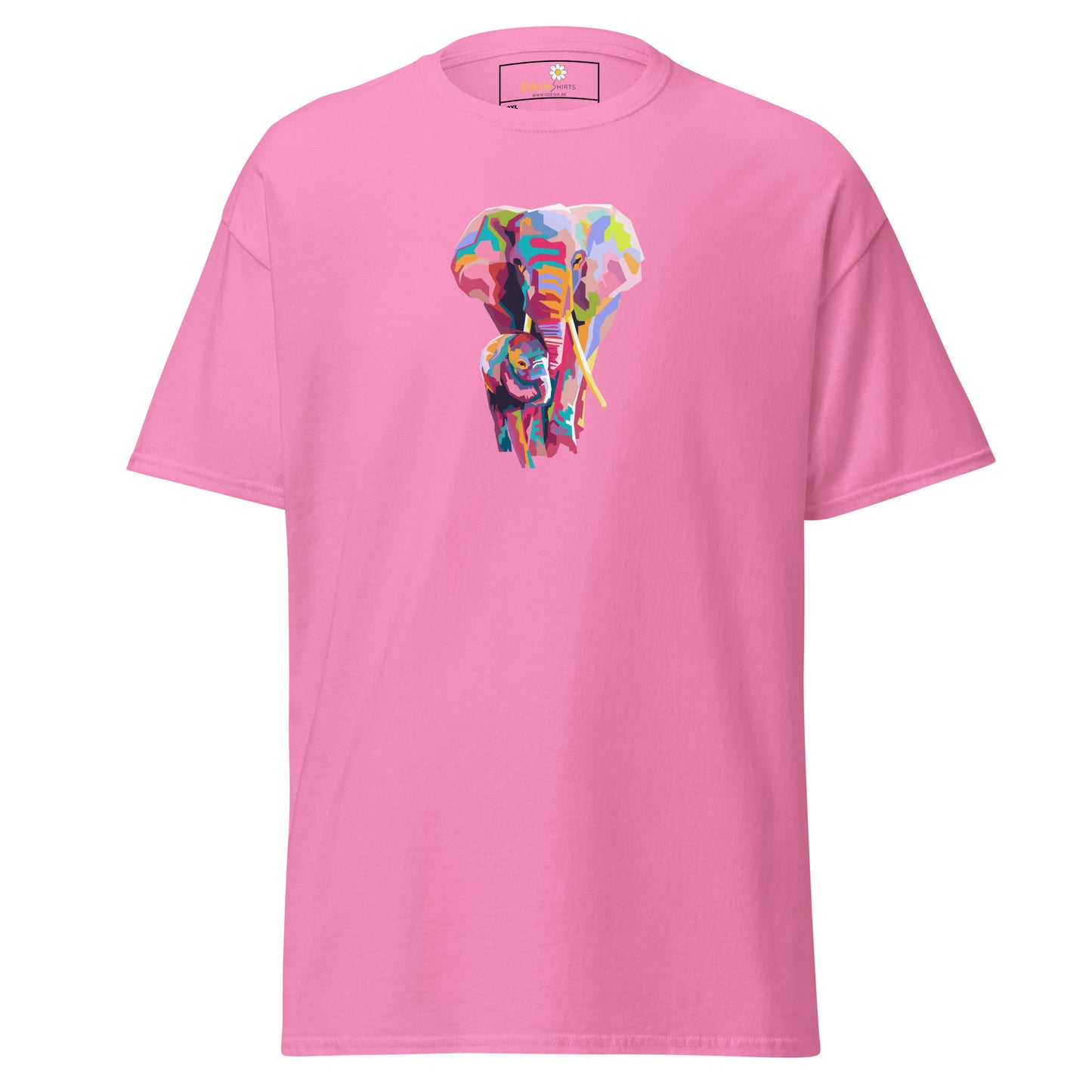 Klassiek heren t-shirt - WILDLIFE KLEURRIJKE OLIFANTEN - GROOT