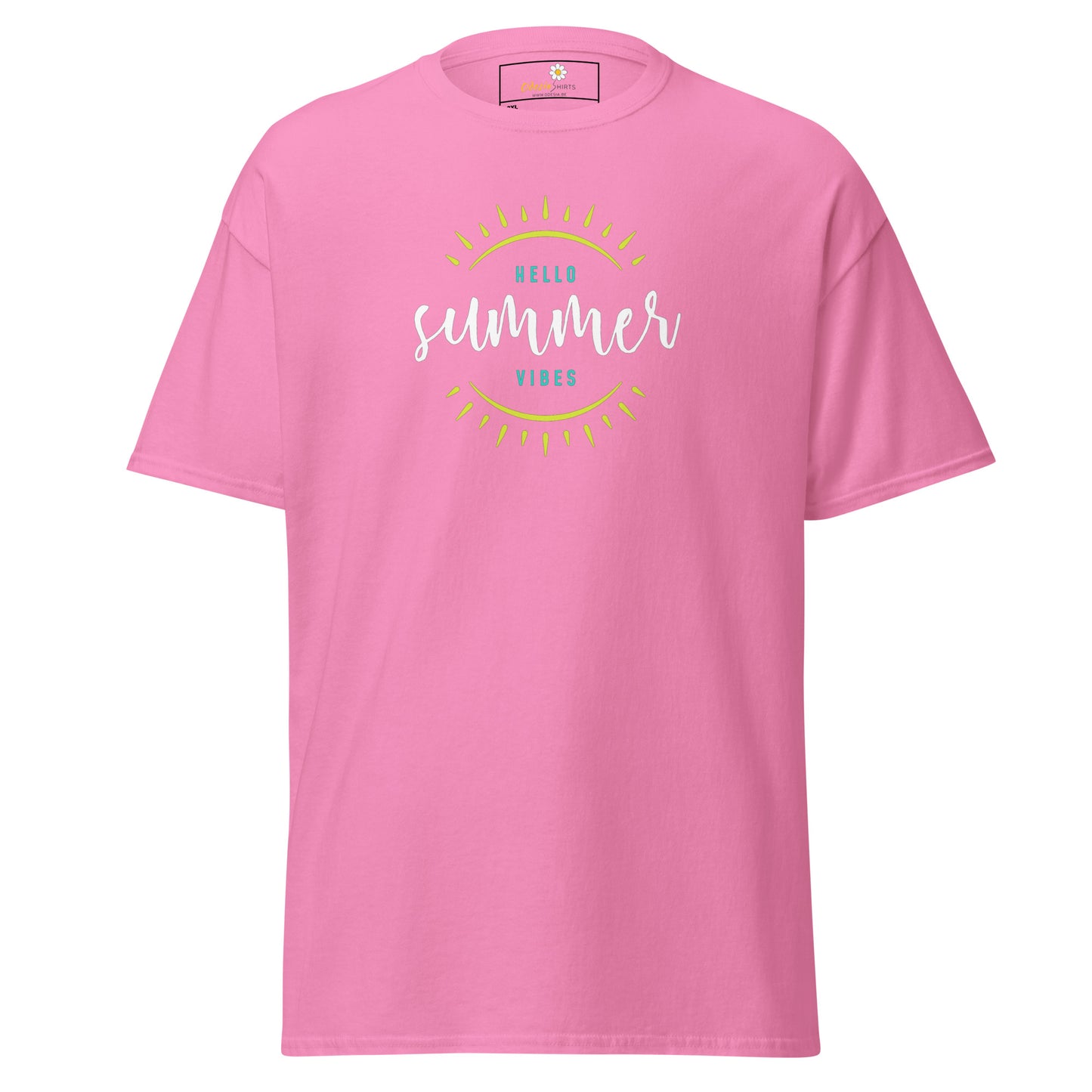 Klassiek heren t-shirt - SUMMER HELLO VIBES - GROOT