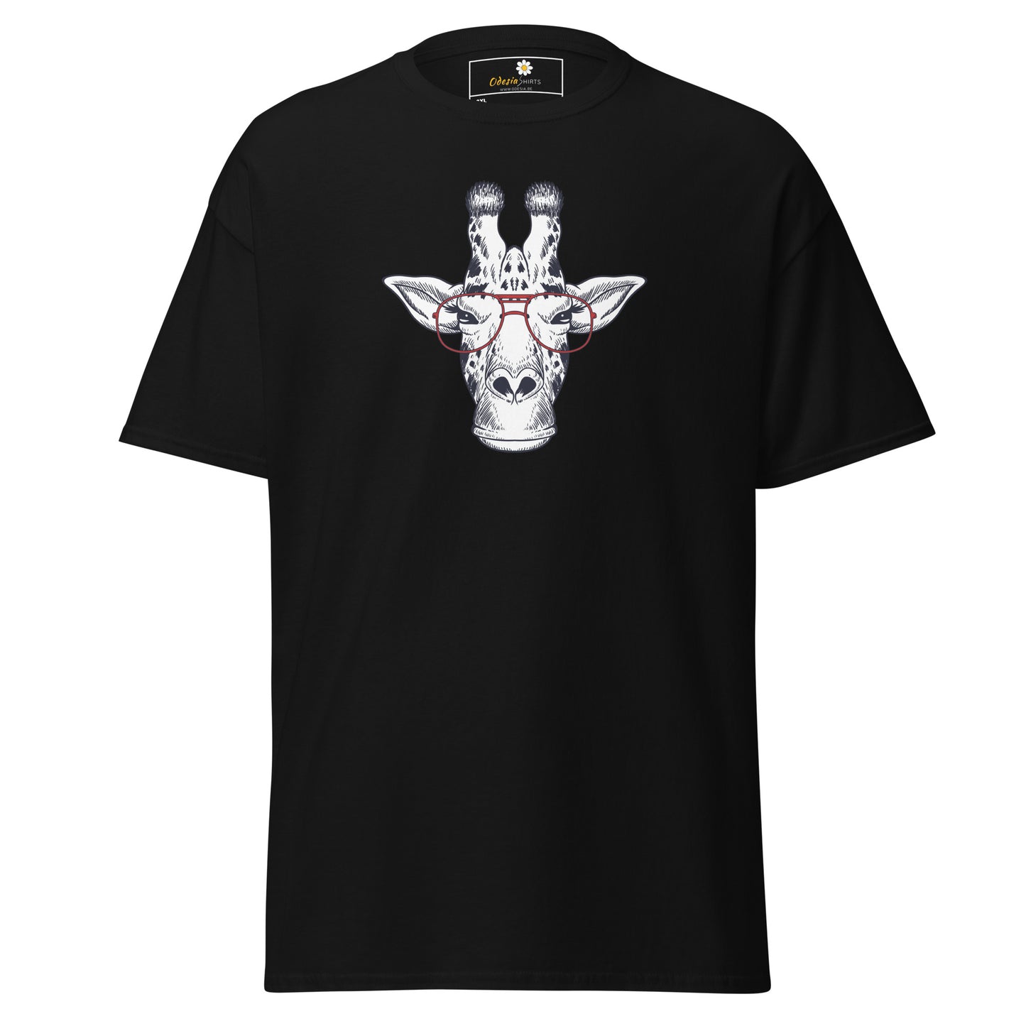 Heren klassiek t-shirt - WILDLIFE FUN GIRAFFE MET BRIL - GROOT