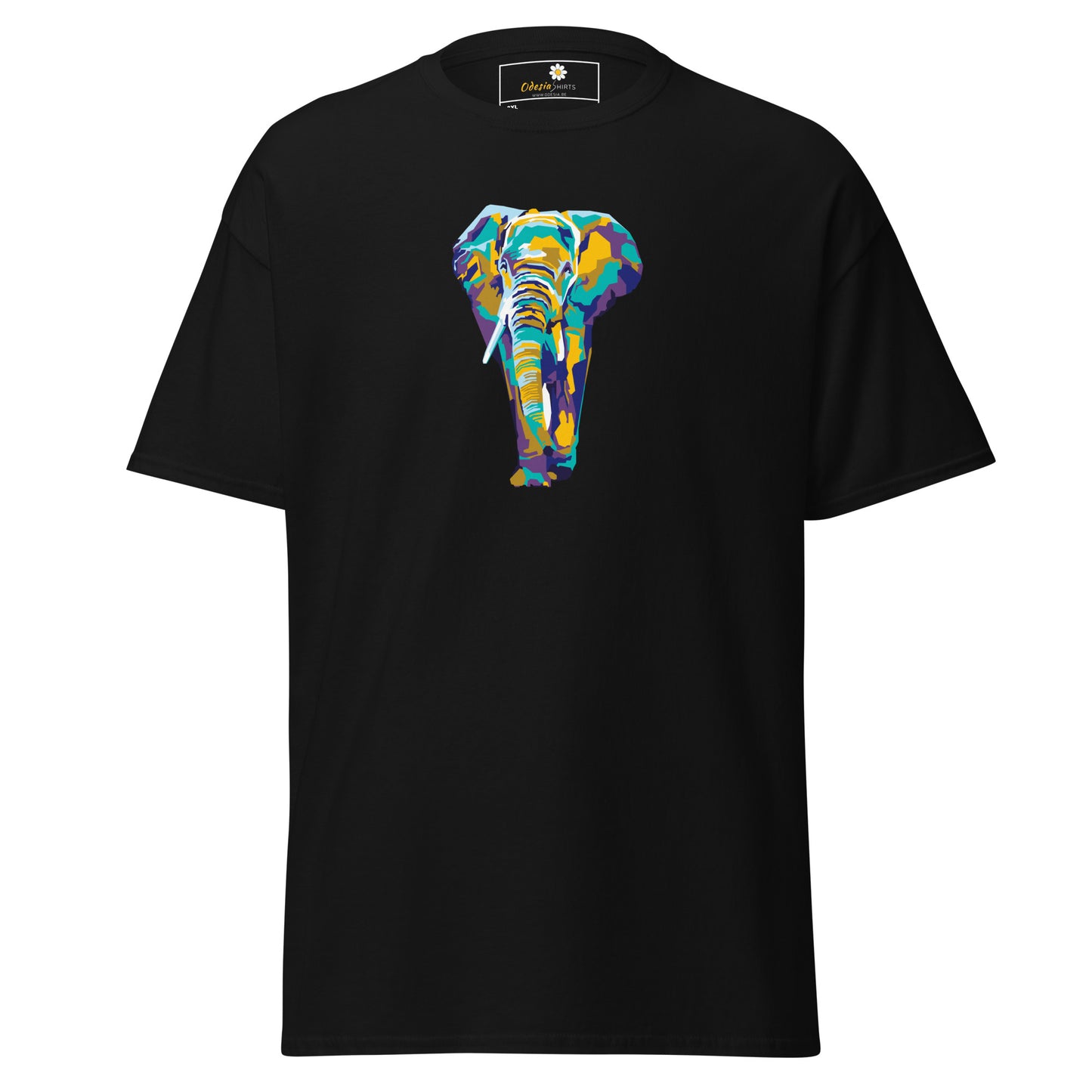Heren klassiek t-shirt - WILDLIFE ELEPHANT KLEURRIJK - GROOT