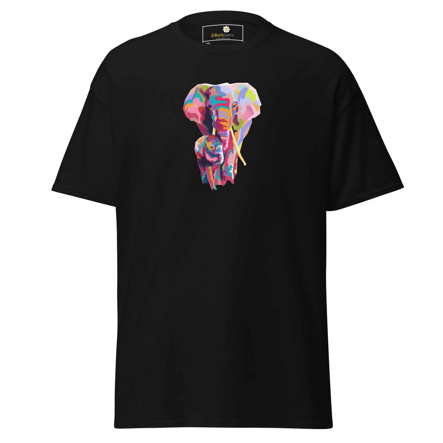 Klassiek heren t-shirt - WILDLIFE KLEURRIJKE OLIFANTEN - GROOT