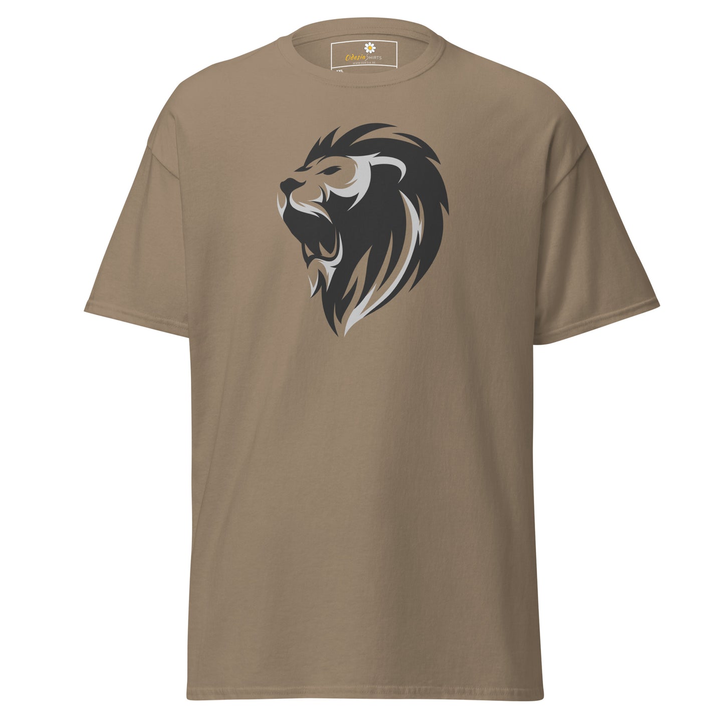 Heren klassiek t-shirt - WILDLIFE LION HEAD GREY - GROOT