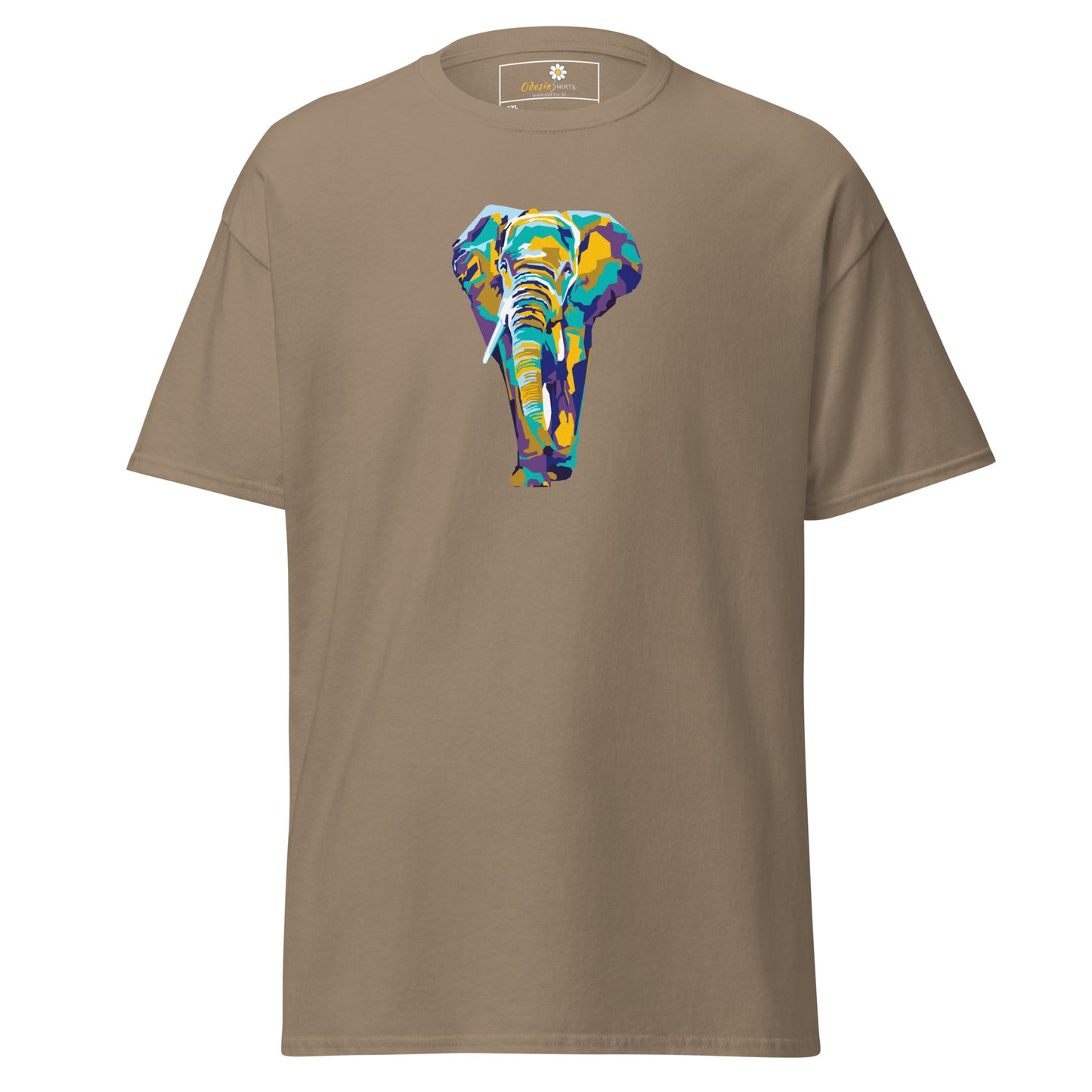 Heren klassiek t-shirt - WILDLIFE ELEPHANT KLEURRIJK - GROOT