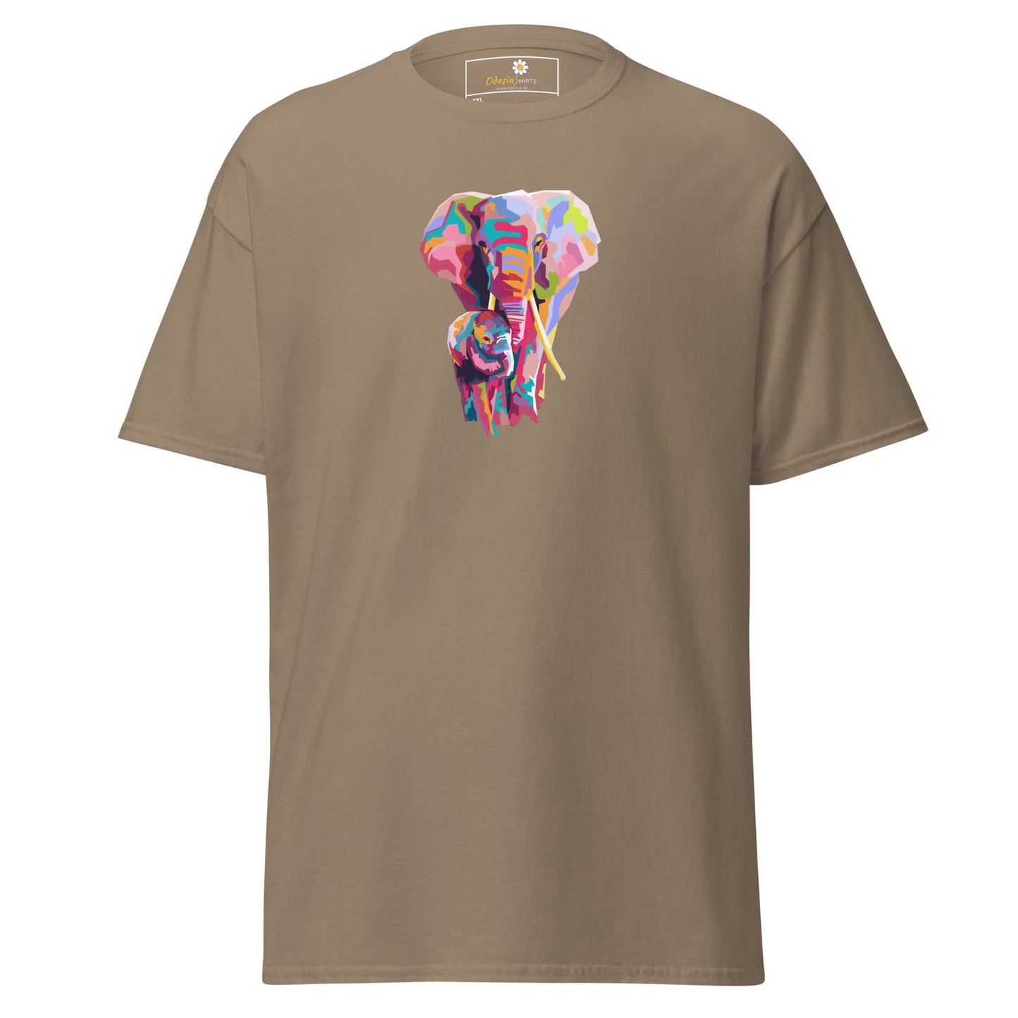 Klassiek heren t-shirt - WILDLIFE KLEURRIJKE OLIFANTEN - GROOT