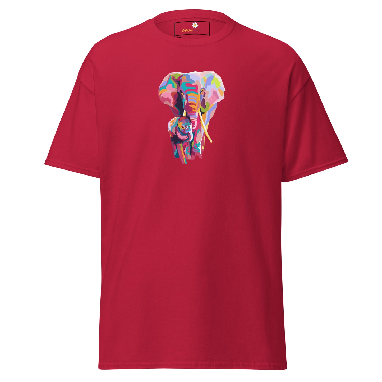 Klassiek heren t-shirt - WILDLIFE KLEURRIJKE OLIFANTEN - GROOT