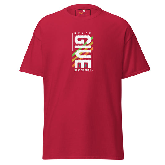 T-shirt classique pour homme - Texte NEVER GIVE UP - GRAND